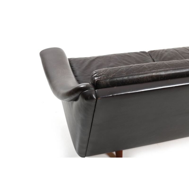 Danish Leather 3-Seater Sofa and Armchair by Aage Christiansen