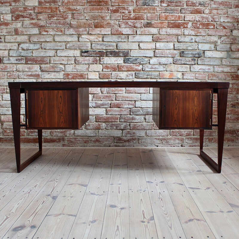 Vintage Rosewood Executive Desk by Kai Kristiansen, Model 70, 1950s