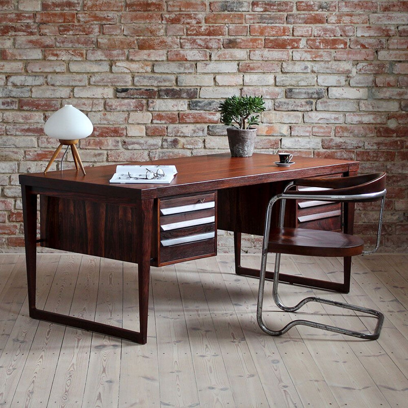 Vintage Rosewood Executive Desk by Kai Kristiansen, Model 70, 1950s