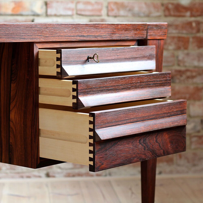 Vintage Rosewood Executive Desk by Kai Kristiansen, Model 70, 1950s