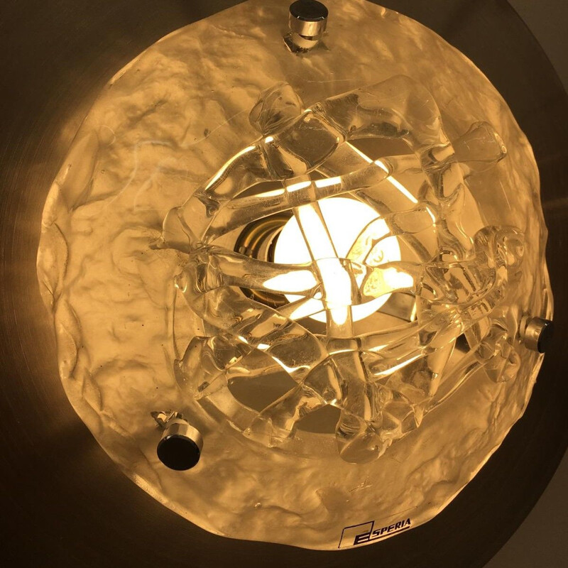 Pompeo" vintage wandlamp in metaal en glas van Angelo Brotto, 1970