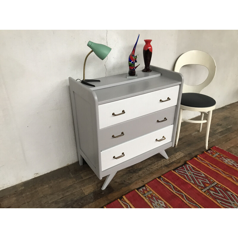 Small dresser vintage with compass feet and mirror 1955