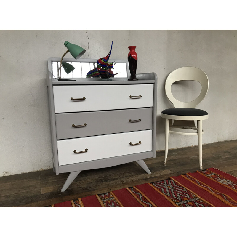 Small dresser vintage with compass feet and mirror 1955