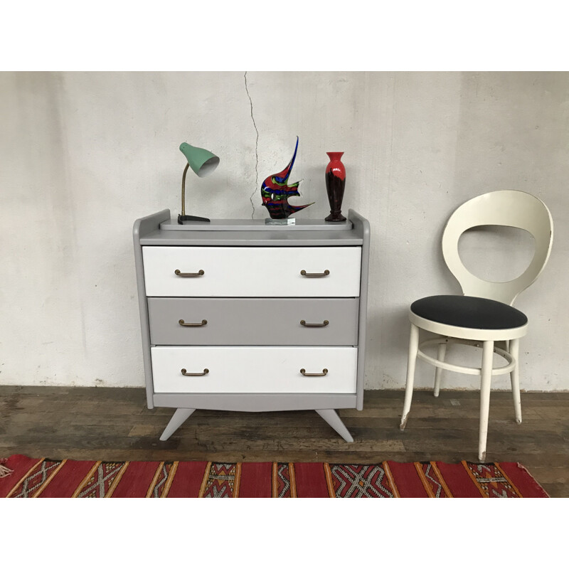 Small dresser vintage with compass feet and mirror 1955