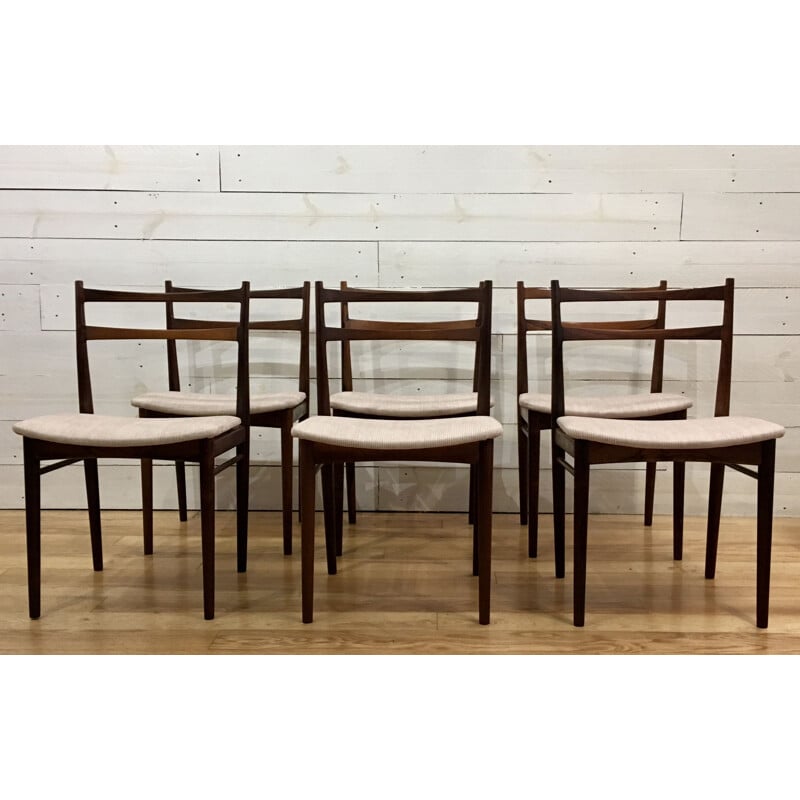 Set de six chaises en palissandre de Rio, design de Henry Rosengren Hansen pour Brande Mobelindustri, Danemark 1962
