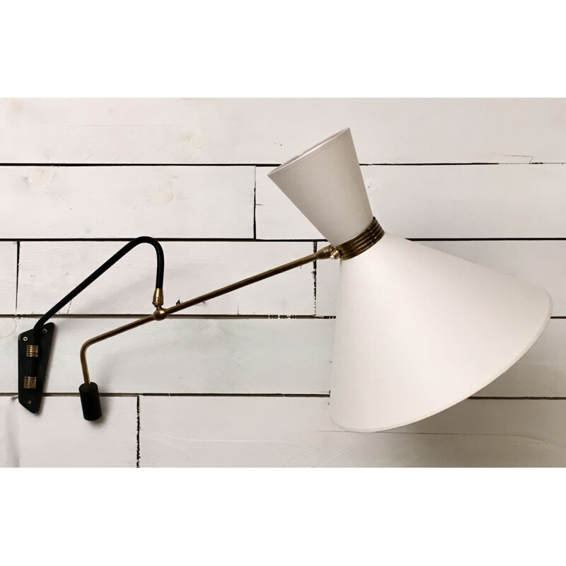 Vintage counterweight diabolo wall light by Maison Lunel, France, 1950s