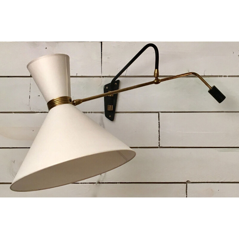 Vintage counterweight diabolo wall light by Maison Lunel, France, 1950s