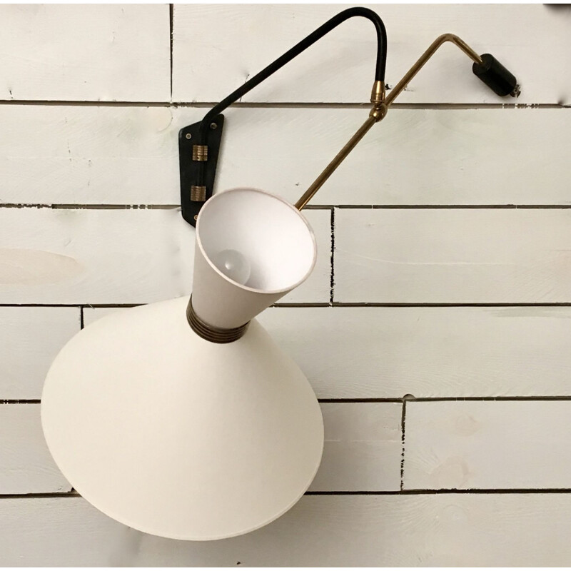 Vintage counterweight diabolo wall light by Maison Lunel, France, 1950s