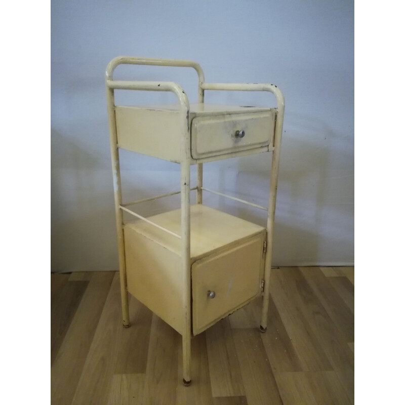 Vintage beige metal bedside, 1950s