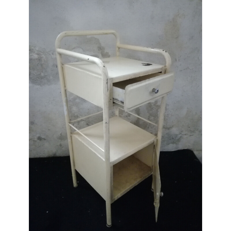 Vintage beige metal bedside, 1950s