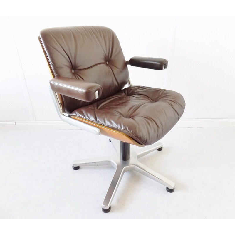 Vintage leather armchair by Karl Dittert from Stoll Giroflex, 1960s