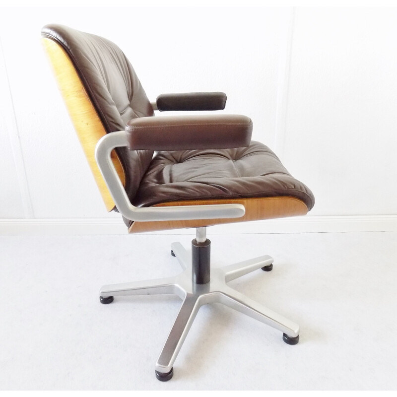 Vintage leather armchair by Karl Dittert from Stoll Giroflex, 1960s