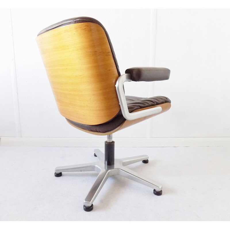 Vintage leather armchair by Karl Dittert from Stoll Giroflex, 1960s