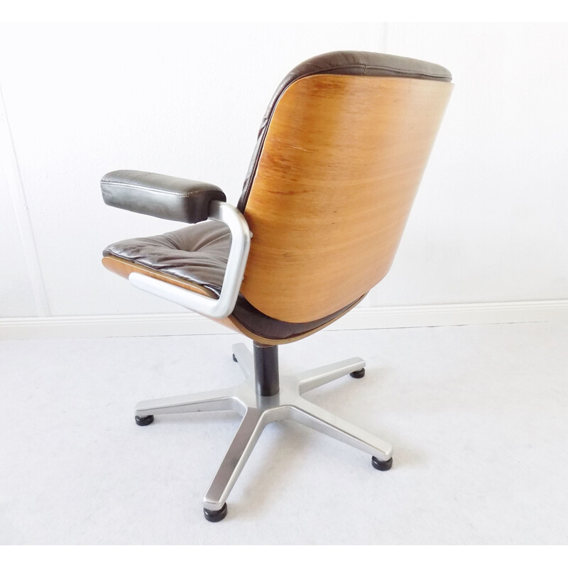 Vintage leather armchair by Karl Dittert from Stoll Giroflex, 1960s