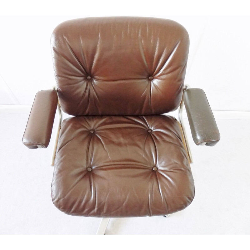 Vintage leather armchair by Karl Dittert from Stoll Giroflex, 1960s