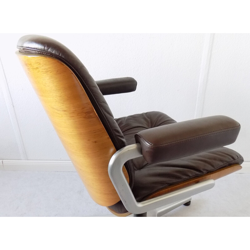 Vintage leather armchair by Karl Dittert from Stoll Giroflex, 1960s