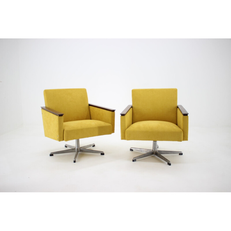 Set of 2 vintage swivel armchairs, Czechoslovakia, 1960s