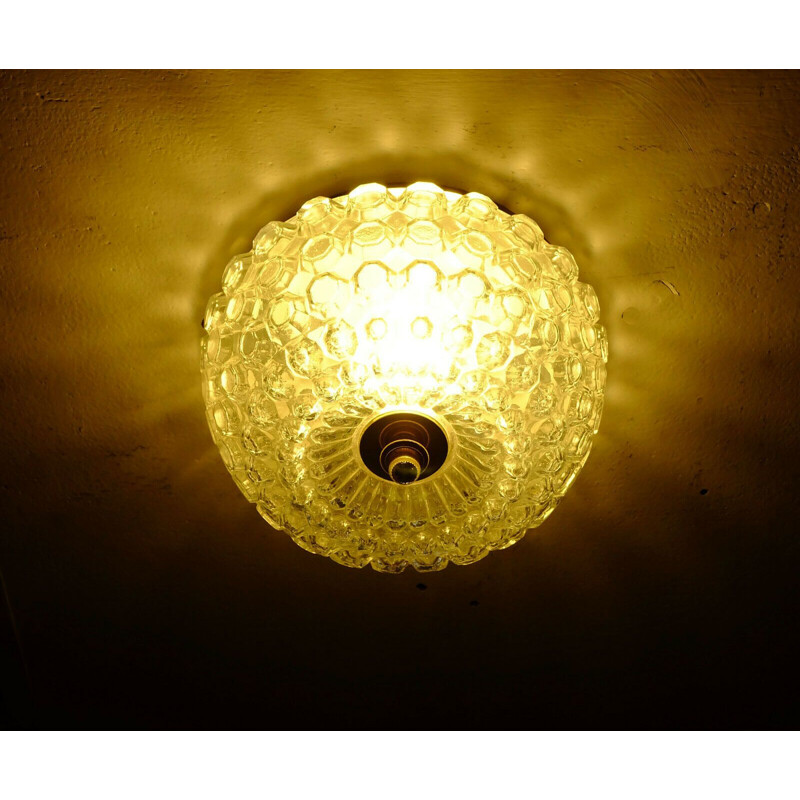 Vintage bubble glass ceiling lamp by Glashuette Limburg, 1960-70s