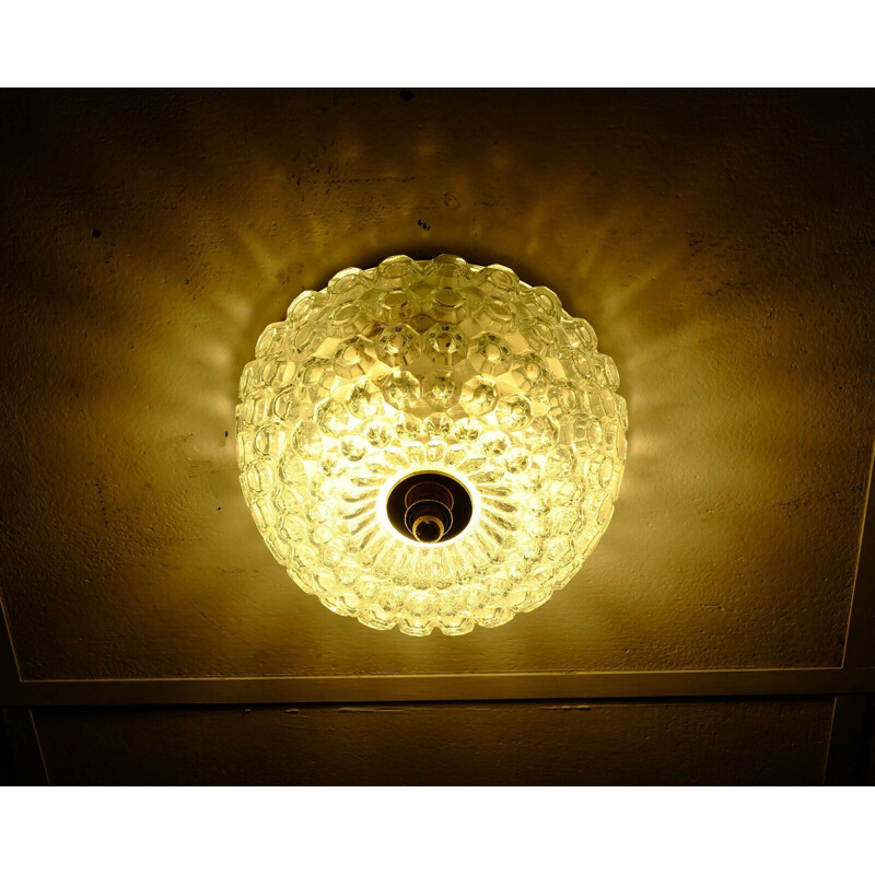 Vintage bubble glass ceiling lamp by Glashuette Limburg, 1960-70s