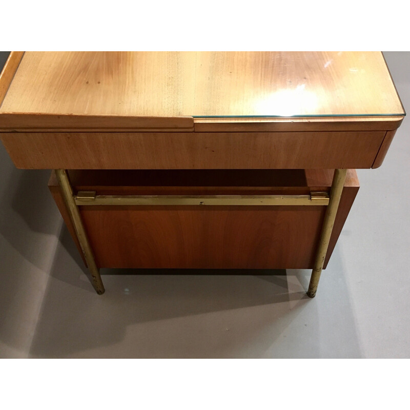 Vintage rosewood and brass desk, 1950s