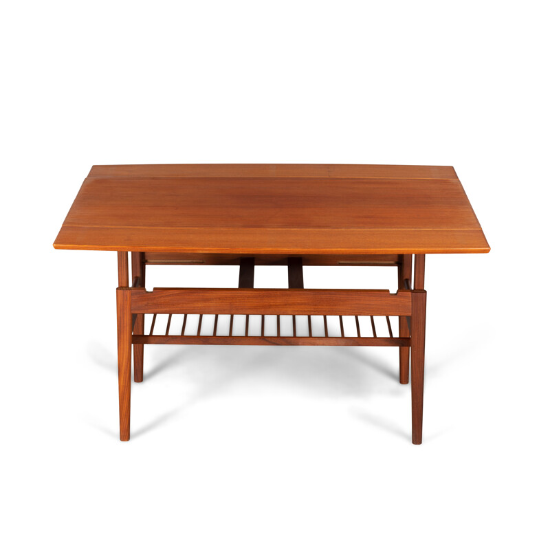 Vintage "Elevator" teak table by Kai Kristiansen for Vildbjerg Møbelfabrik, 1960s