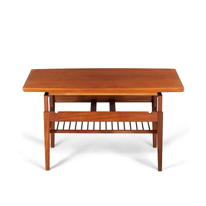 Vintage "Elevator" teak table by Kai Kristiansen for Vildbjerg Møbelfabrik, 1960s