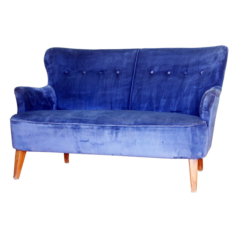 Velvet sofa, Theo RUTH - 1950s 