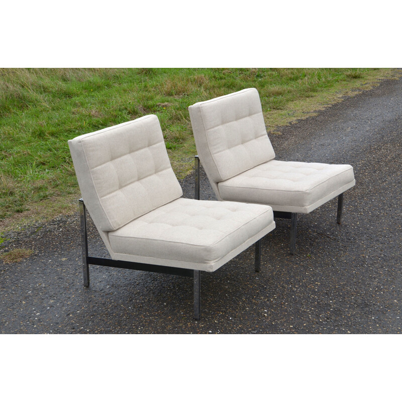 Set of 2 vintage armchairs "Parallel bar" by Florence Knoll, 1950s