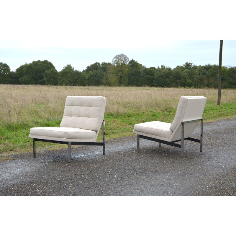 Set of 2 vintage armchairs "Parallel bar" by Florence Knoll, 1950s