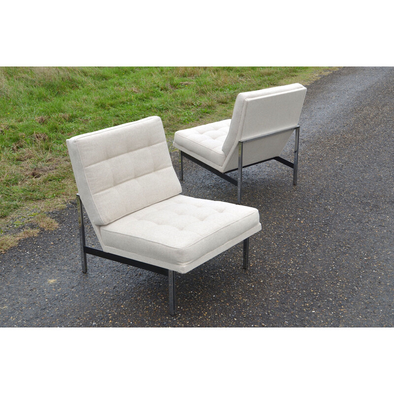 Set of 2 vintage armchairs "Parallel bar" by Florence Knoll, 1950s