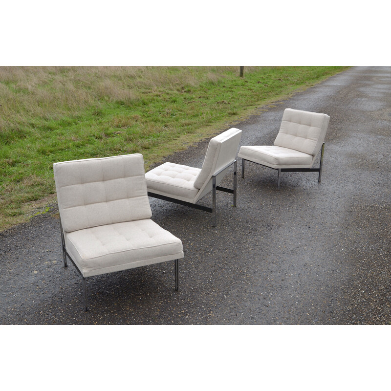 Set of 2 vintage armchairs "Parallel bar" by Florence Knoll, 1950s