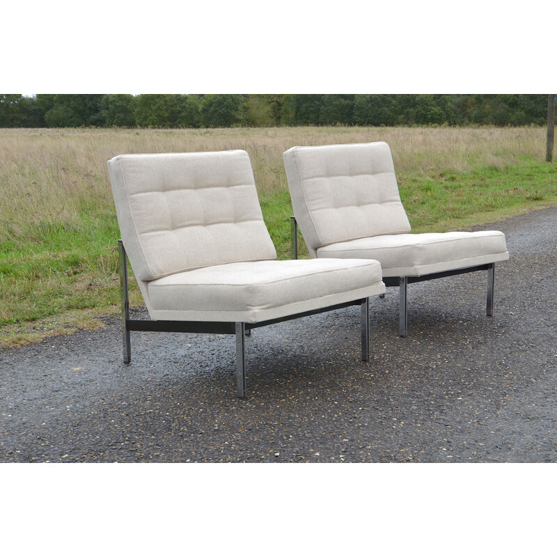 Set of 2 vintage armchairs "Parallel bar" by Florence Knoll, 1950s