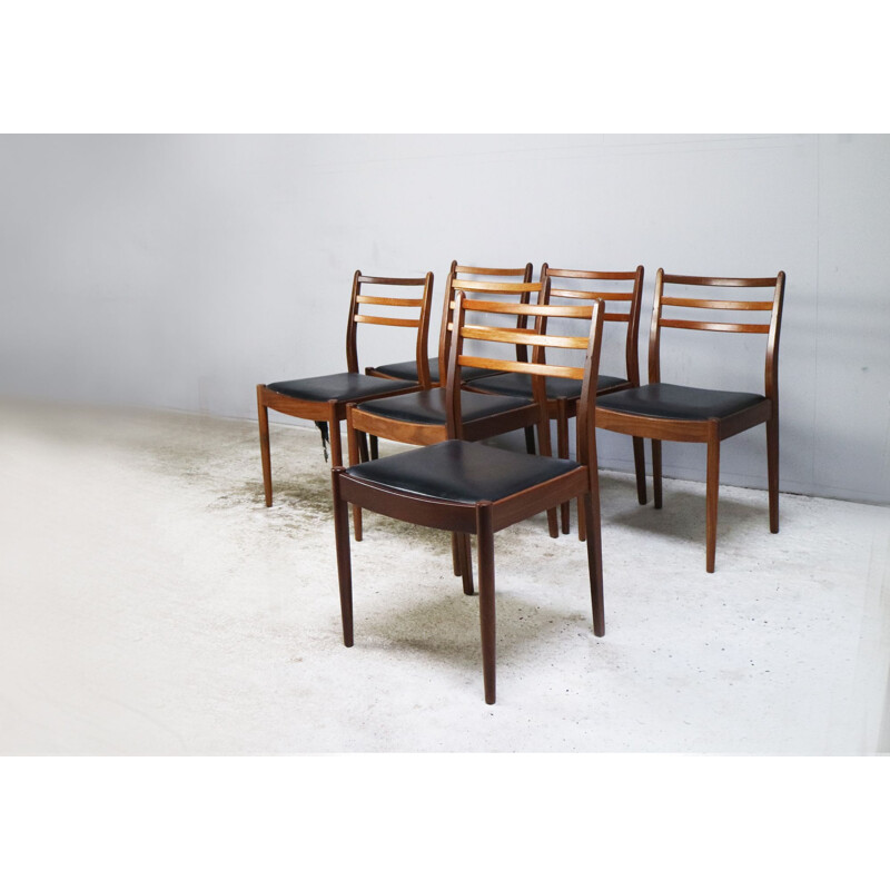 Ensemble de 6 chaises à repas vintage en teck, Danemark, 1960-70
