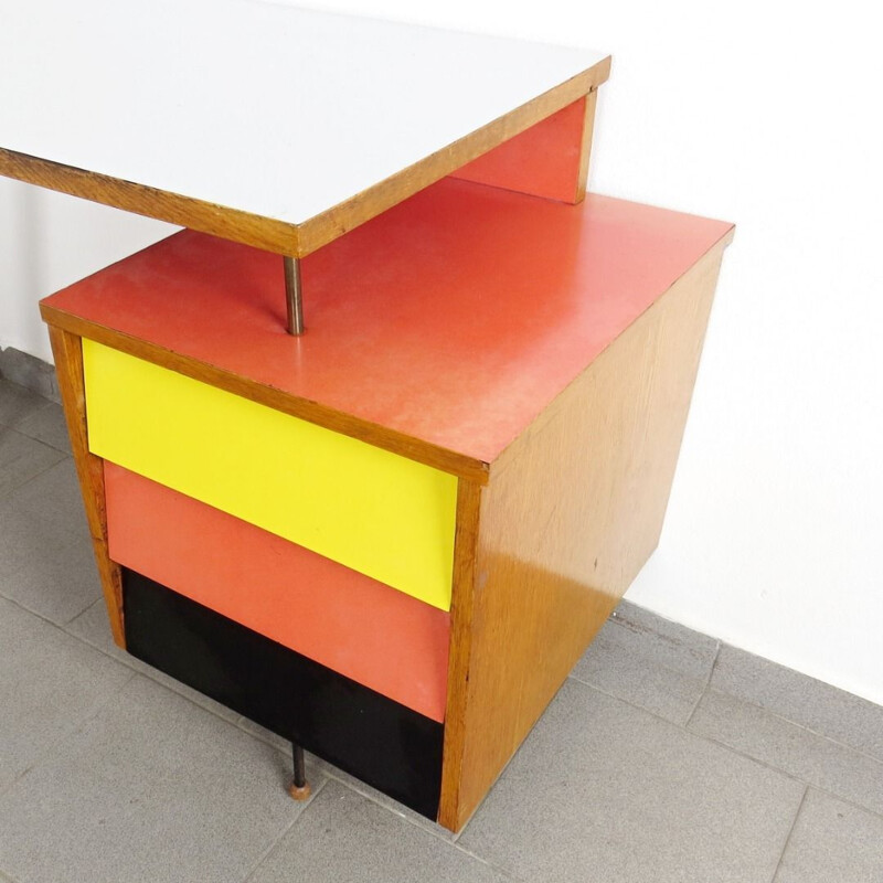 Vintage multicolor desk, Czechoslovakia, 1960s