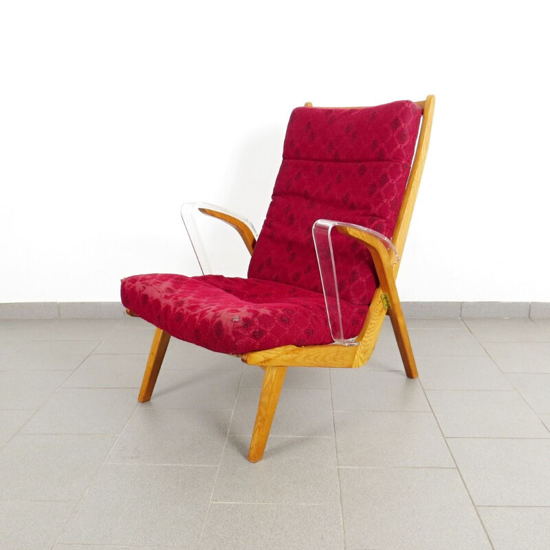 Set of 2 red armchairs by ULUV, 1960s