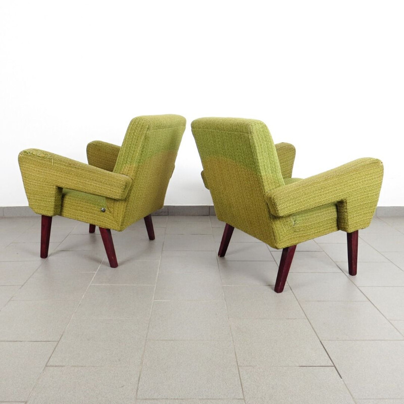 Set of 2 green vintage armchairs, 1960s