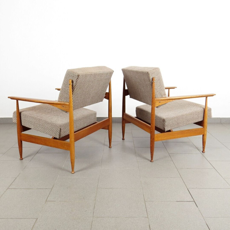 Set of 2 grey vintage armchairs, 1960s