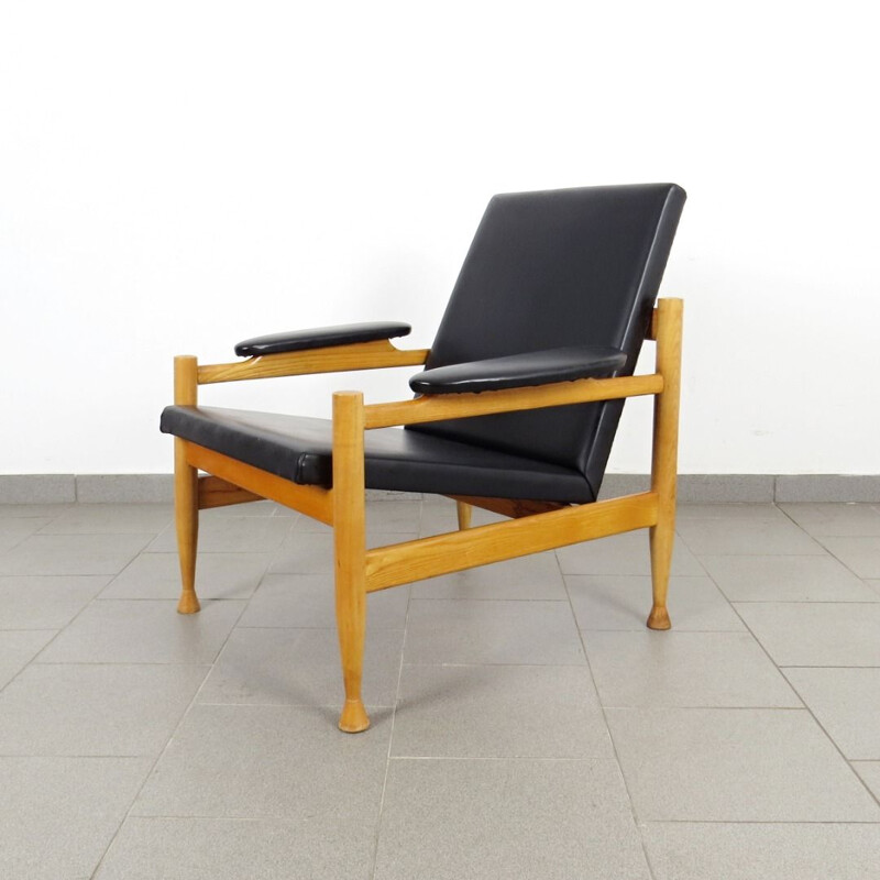 Sillón negro vintage, 1960