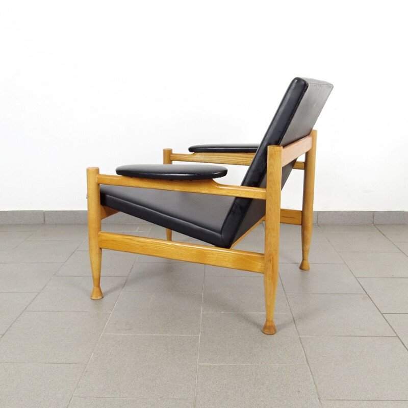 Sillón negro vintage, 1960