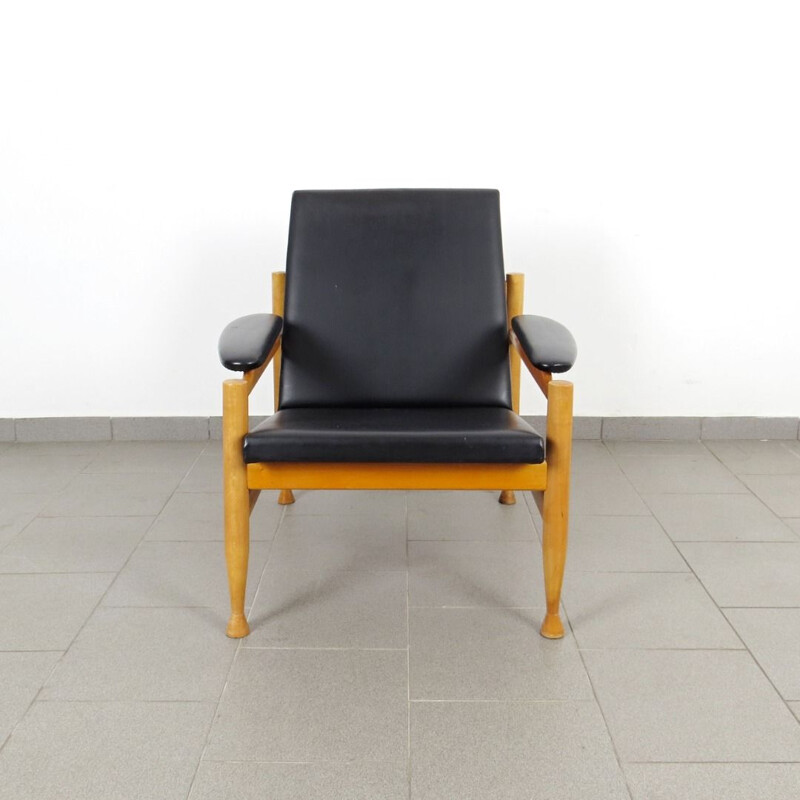 Vintage black armchair, 1960s