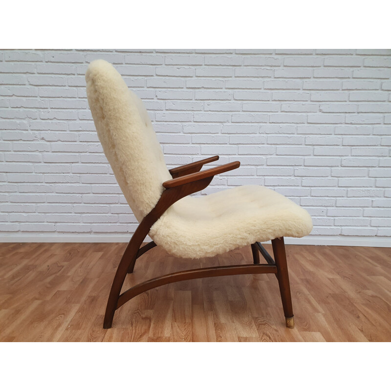 Danish white vintage armchair, 1950s