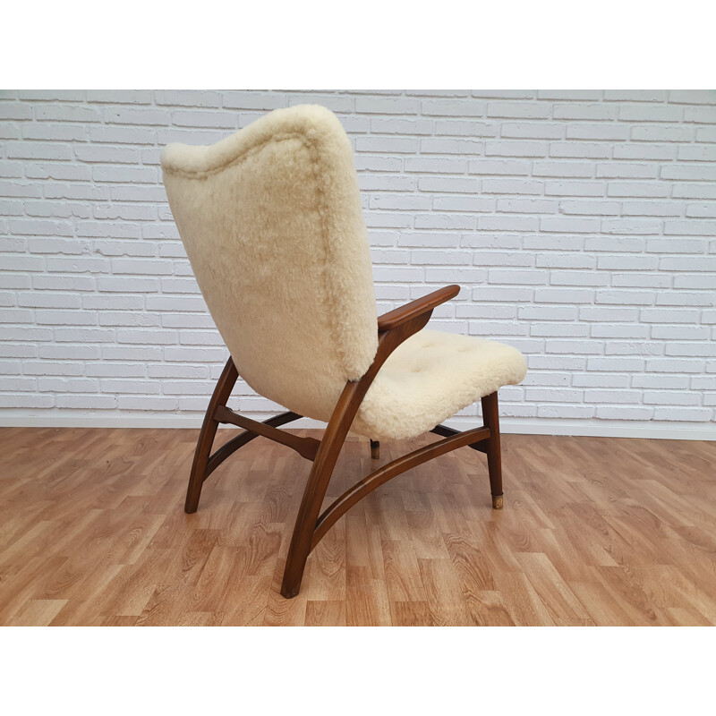 Danish white vintage armchair, 1950s