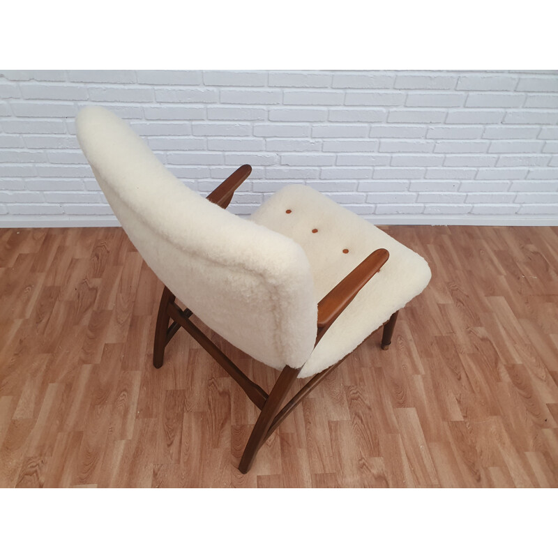 Danish white vintage armchair, 1950s