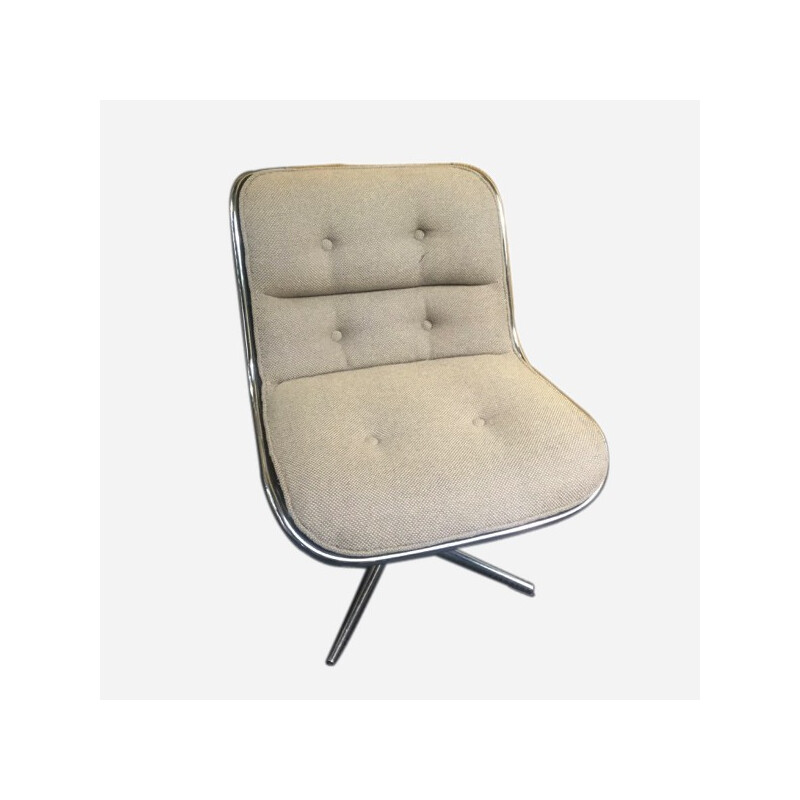 Vintage armchair in aluminum and fabric, Charles POLLOCK - 1960s