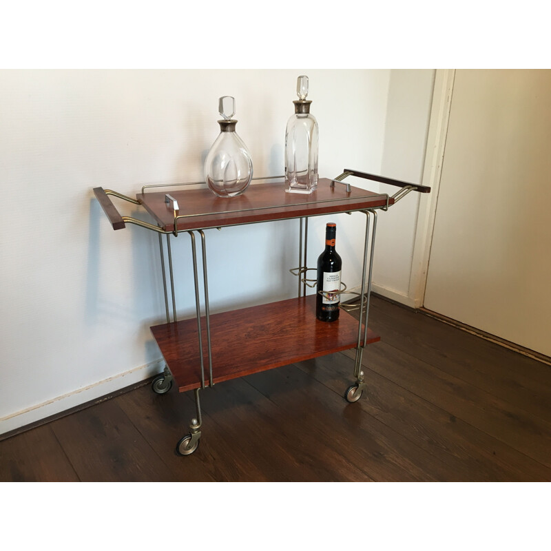 Italian rosewood vintage trolley, 1950s