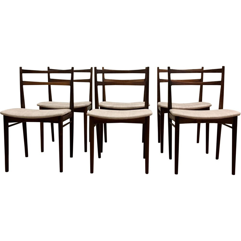 Set of six chairs in Rosewood from Rio, designed by Henry Rosengren Hansen for Brande Mobelindustri, Denmark 1962