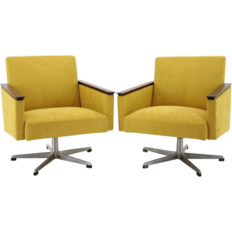 Set of 2 vintage swivel armchairs, Czechoslovakia, 1960s