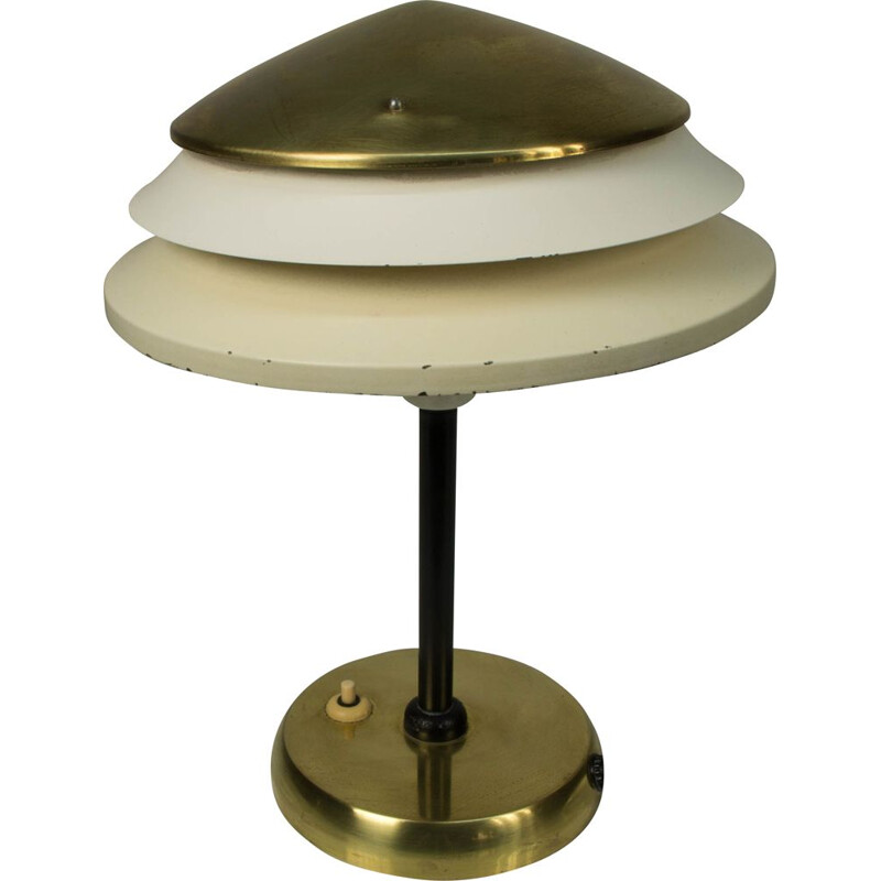 Vintage table lamp in brass and metal by Zukov, Czechoslovakia, 1940s