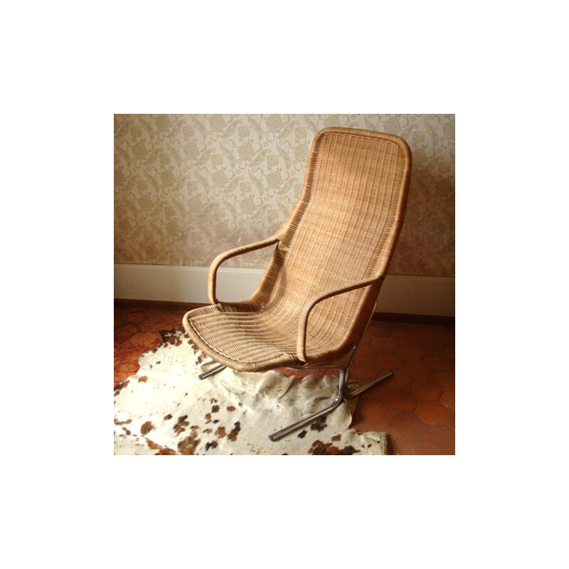 Rohé Noorwolde Scandinavian chair in rattan, Dirk VAN SLIEDREGT - 1960s