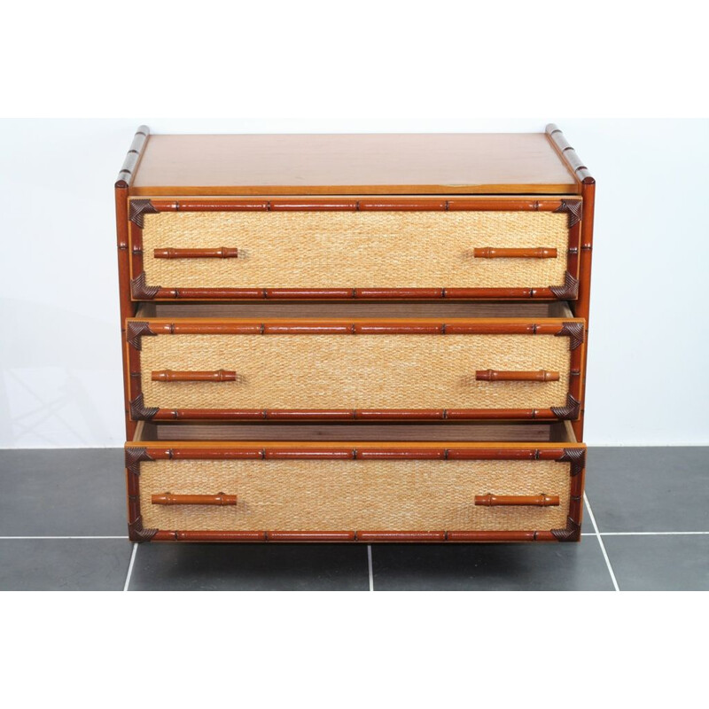 Vintage bamboo and canning chest of drawers 1980